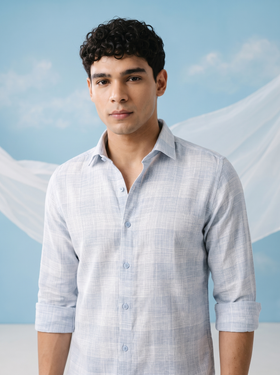 Air Blue Bamboo Linen Stain-Free Shirt