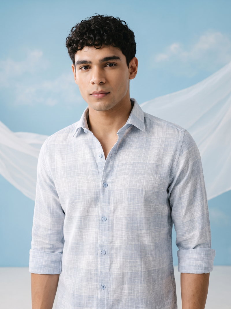 Air Blue Bamboo Linen Stain-Free Shirt