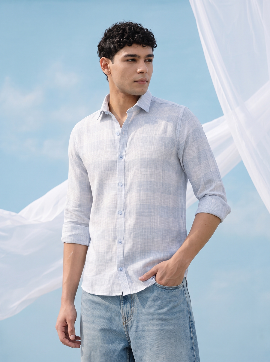 Air Blue Bamboo Linen Stain-Free Shirt