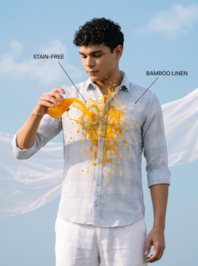 Air Blue Bamboo Linen Stain-Free Shirt