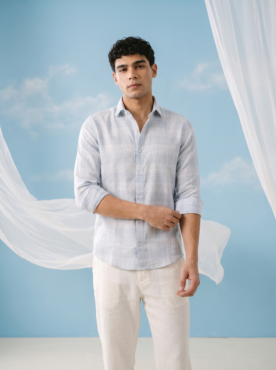 Air Blue Bamboo Linen Stain-Free Shirt