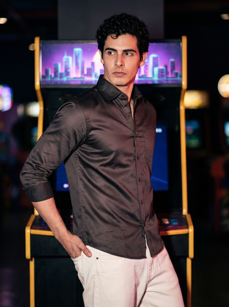 Espresso Grey Satin Stain-Free Shirt
