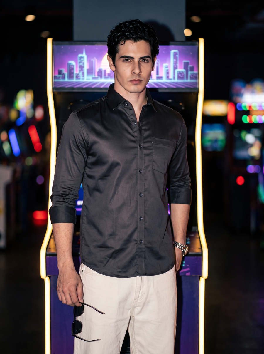 Espresso Grey Satin Stain-Free Shirt