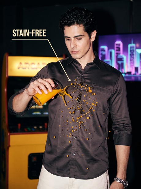 Espresso Grey Satin Stain-Free Shirt