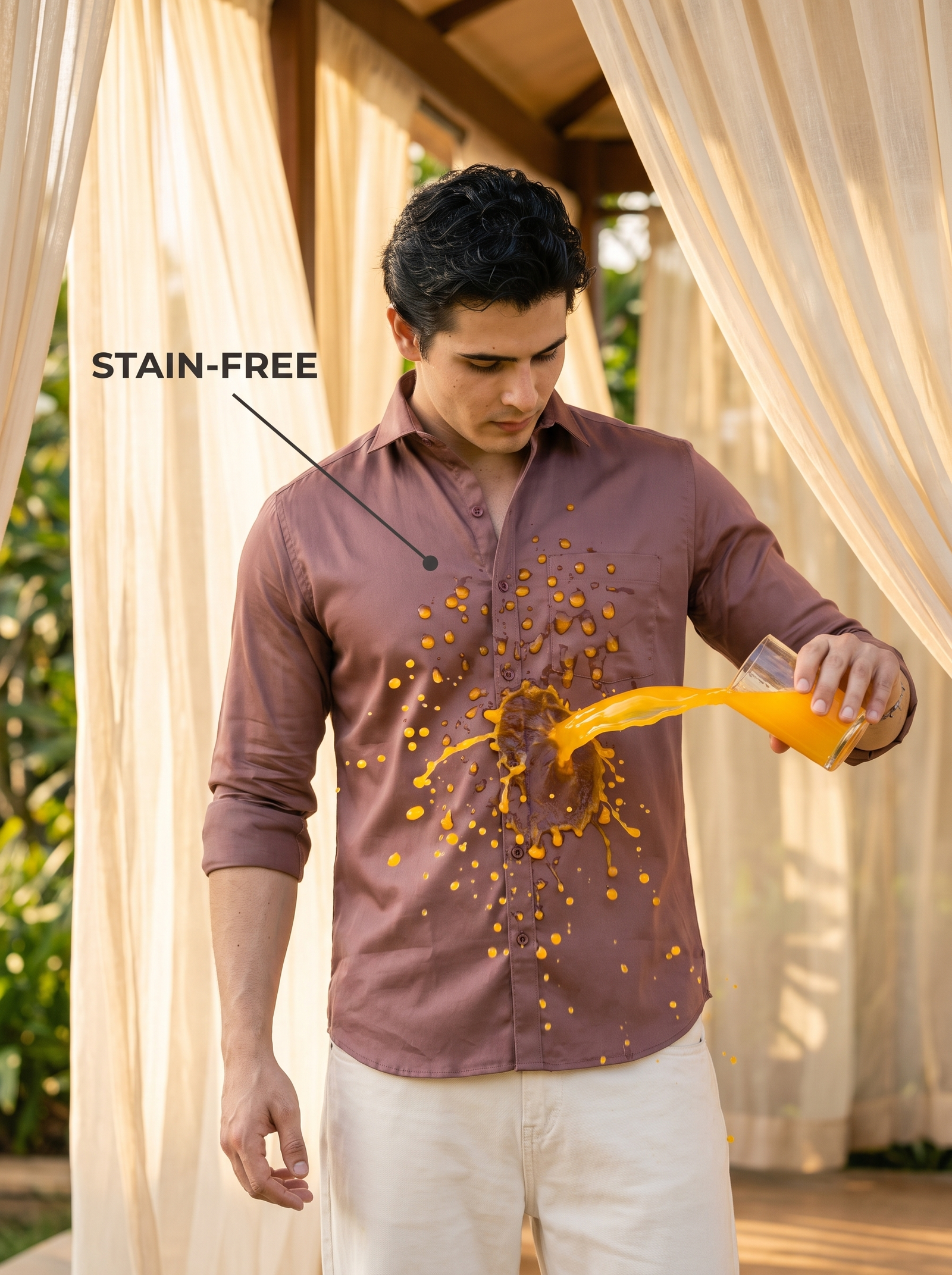 Smoked Rose Satin Stain-Free Shirt