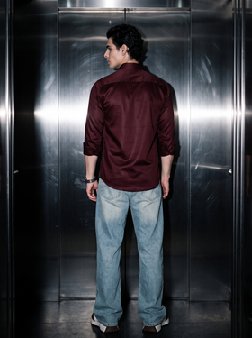 Tannin Maroon Satin Stain-Free Shirt