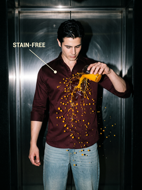 Tannin Maroon Satin Stain-Free Shirt