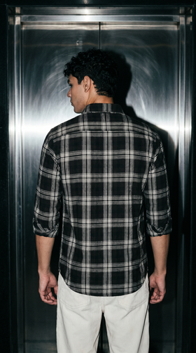 Pearl Black Checked Stain-Free Flannel Shirt