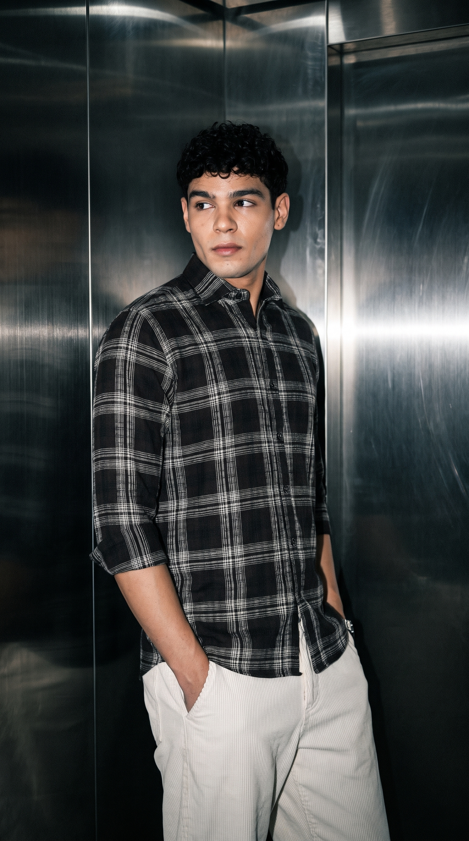 Pearl Black Checked Stain-Free Flannel Shirt