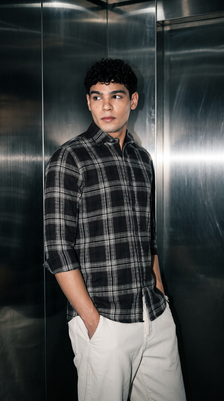 Pearl Black Checked Stain-Free Flannel Shirt