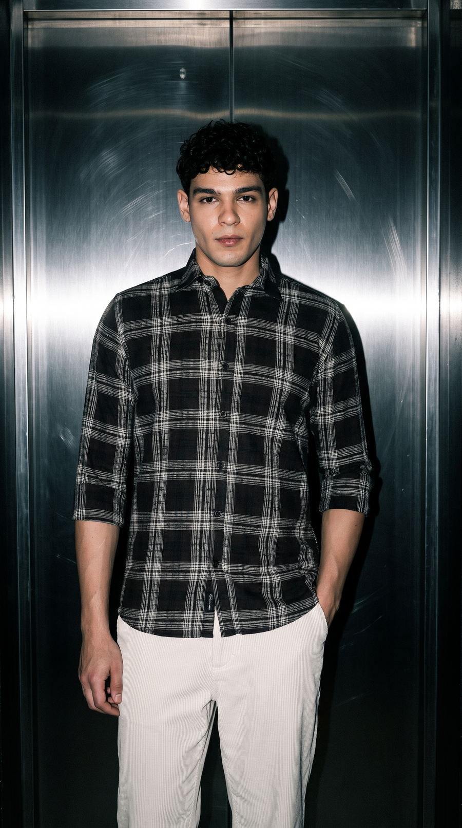 Pearl Black Checked Stain-Free Flannel Shirt