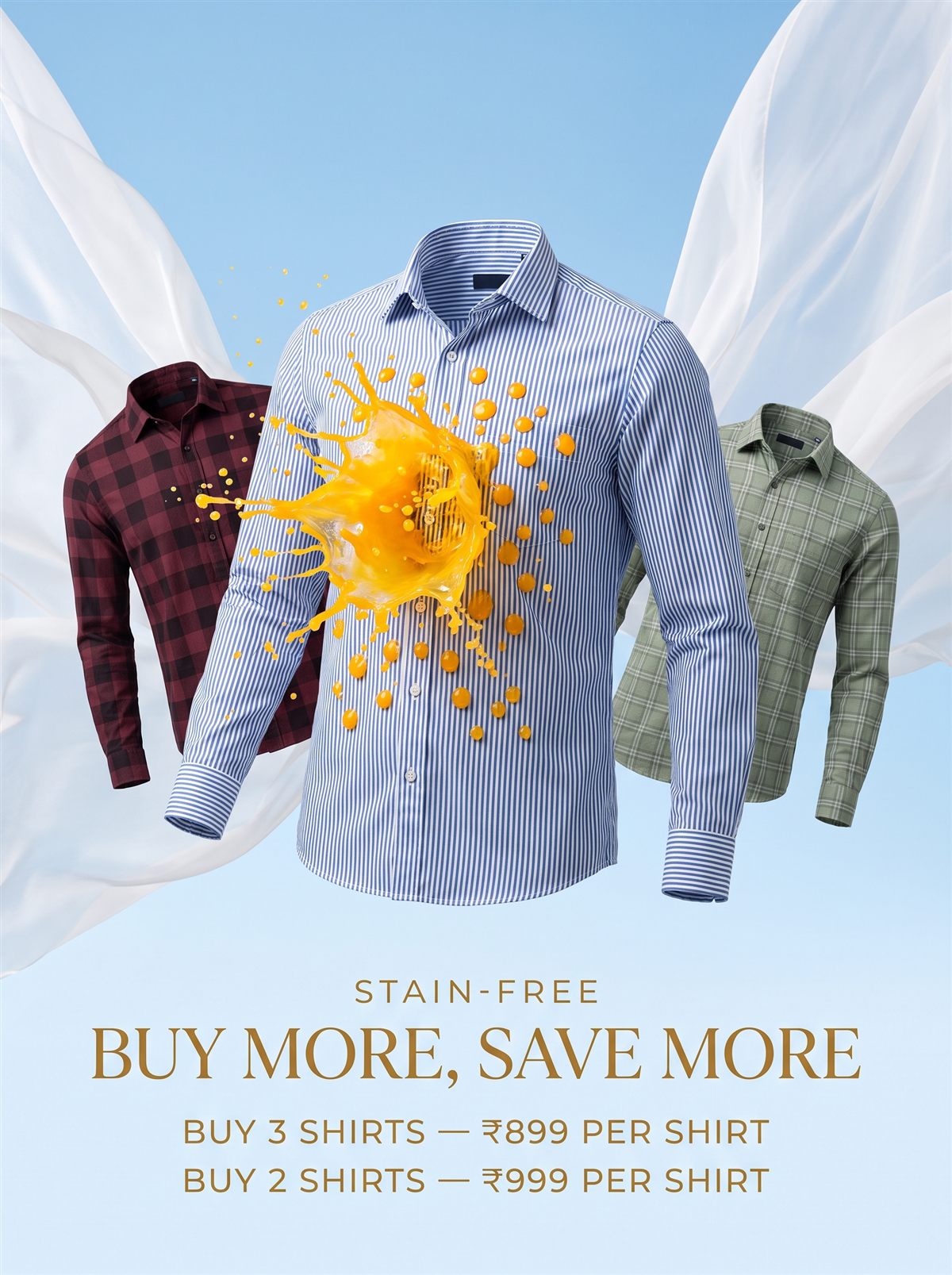 Buy more, save more — stain-free shirts