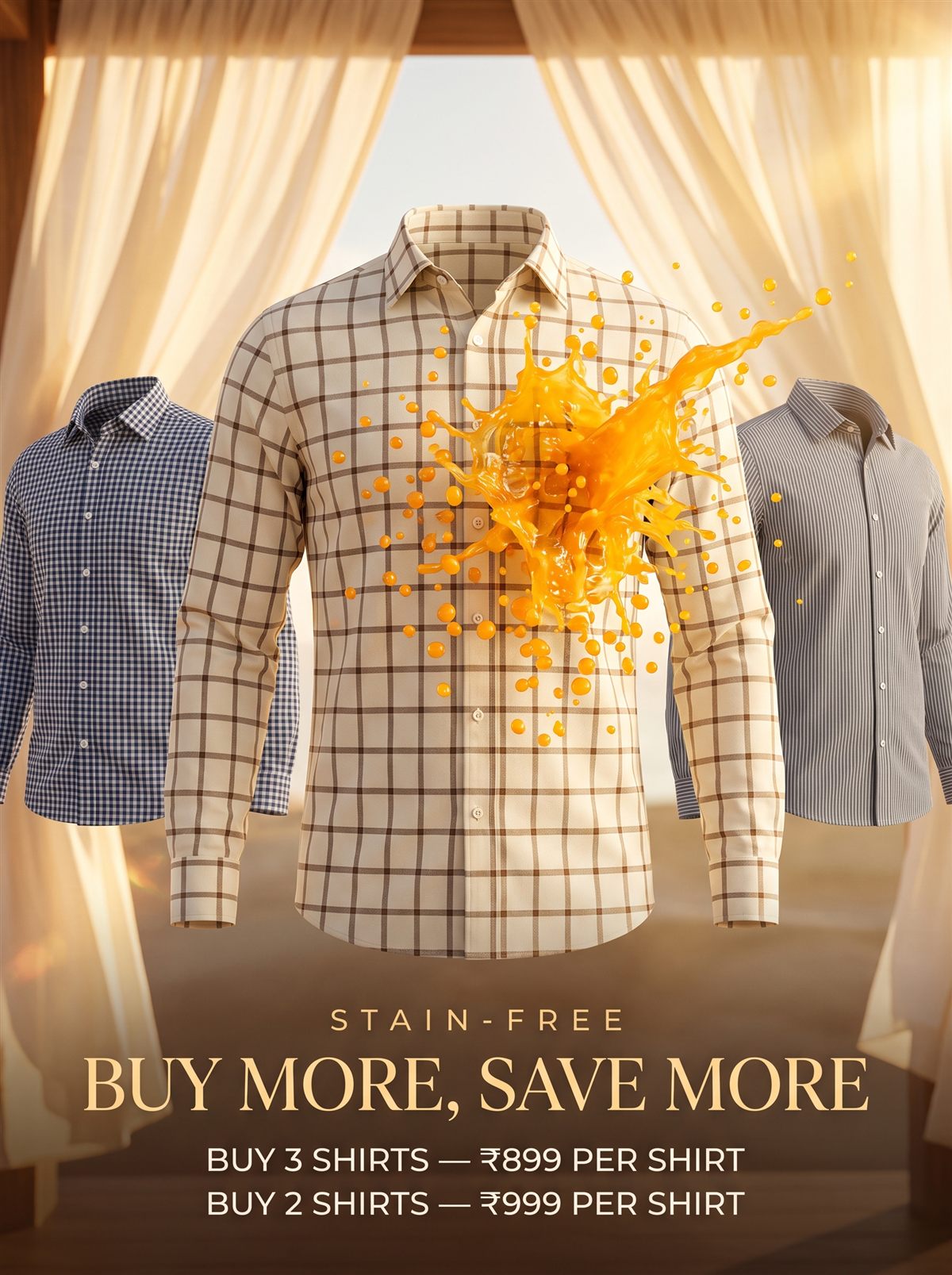 Buy more, save more — stain-free shirts