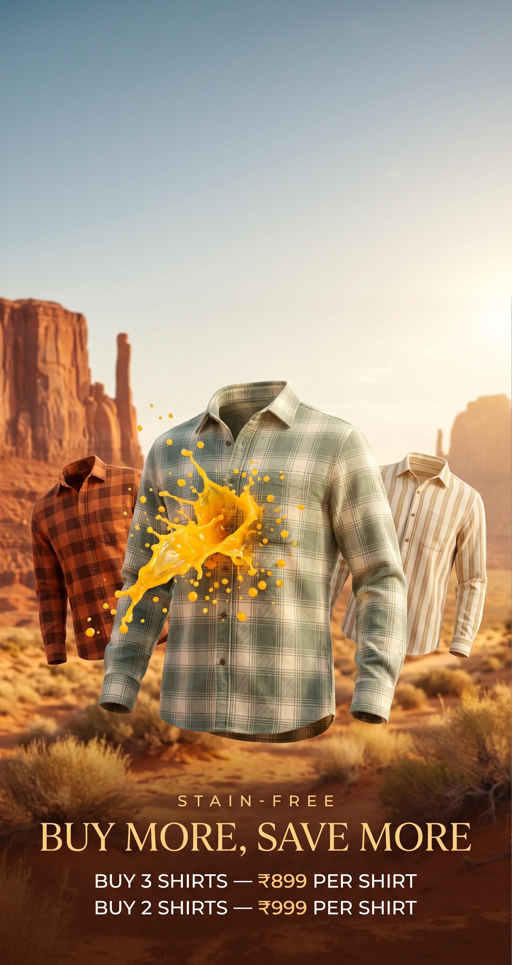 Buy more, save more — stain-free shirts