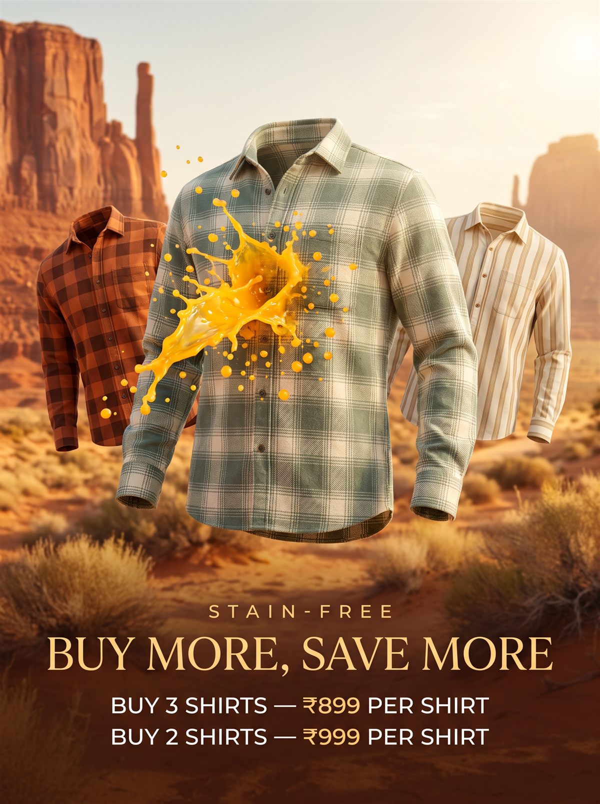 Buy more, save more — stain-free shirts