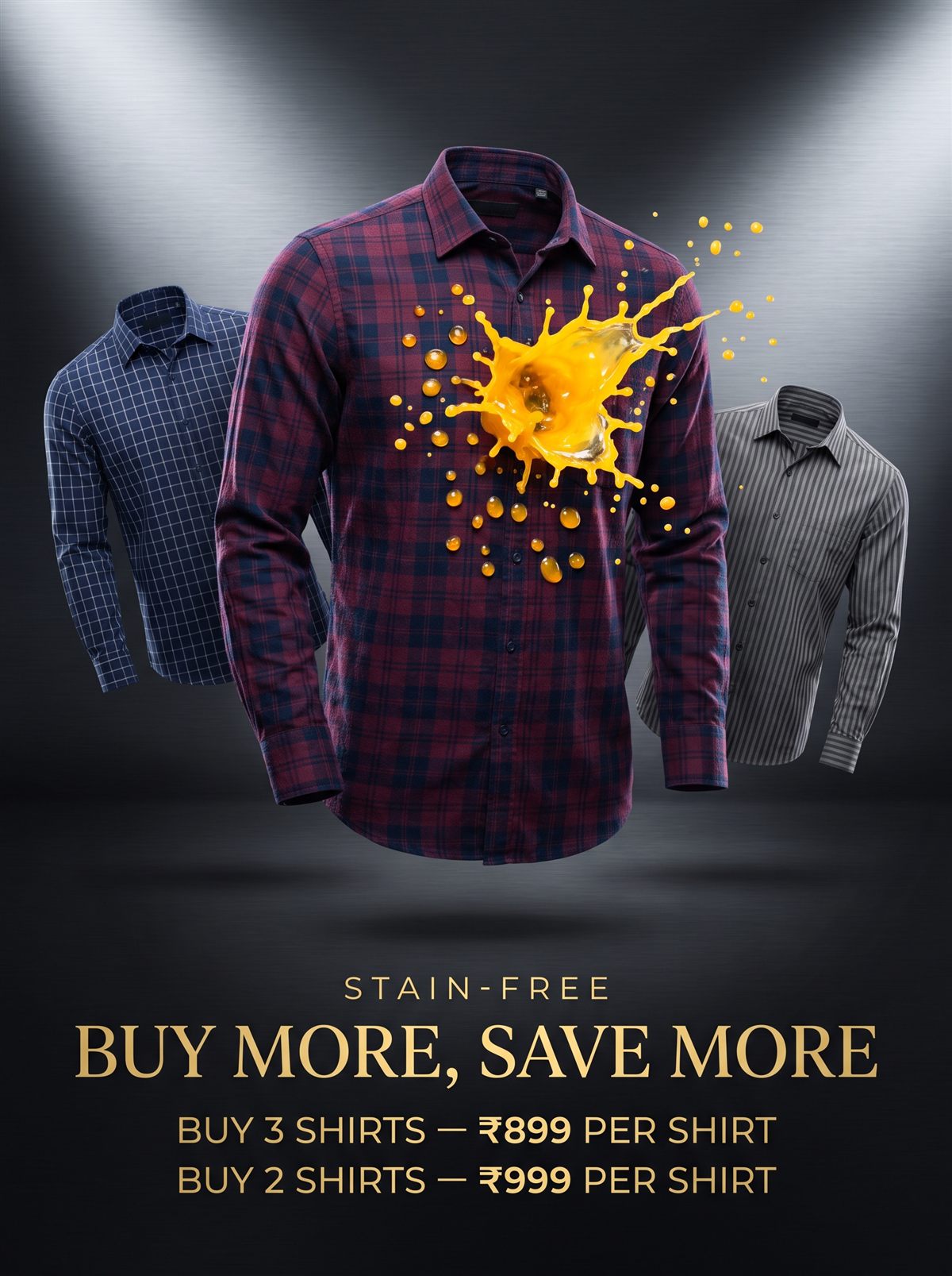 Buy more, save more — stain-free shirts